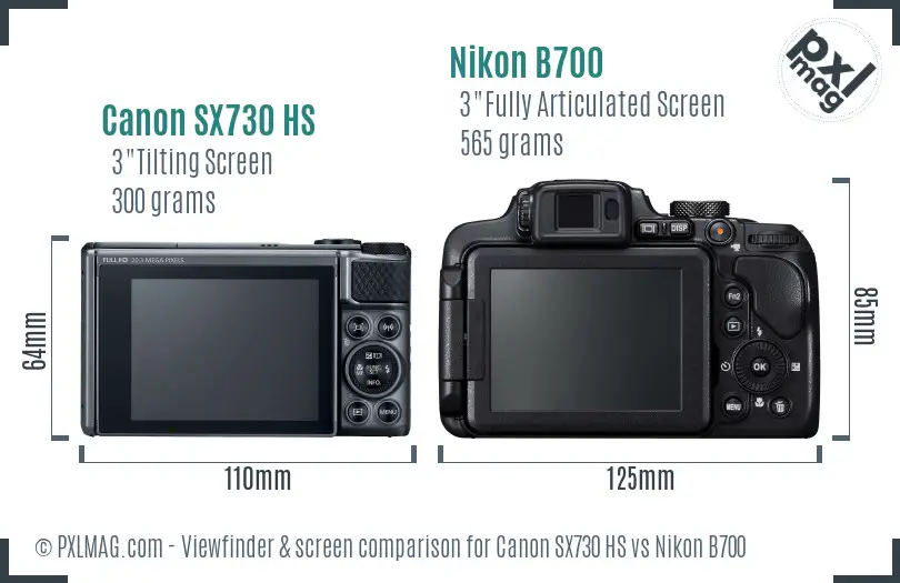 Canon SX730 HS vs Nikon B700 Screen and Viewfinder comparison Canon SX730 HS vs Nikon B700 Screen and Viewfinder comparison