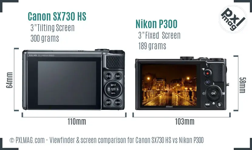 Canon SX730 HS vs Nikon P300 Screen and Viewfinder comparison Canon SX730 HS vs Nikon P300 Screen and Viewfinder comparison