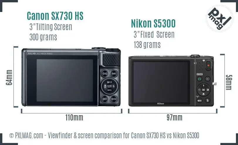 Canon SX730 HS vs Nikon S5300 Screen and Viewfinder comparison Canon SX730 HS vs Nikon S5300 Screen and Viewfinder comparison