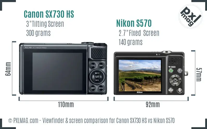 Canon SX730 HS vs Nikon S570 Screen and Viewfinder comparison Canon SX730 HS vs Nikon S570 Screen and Viewfinder comparison