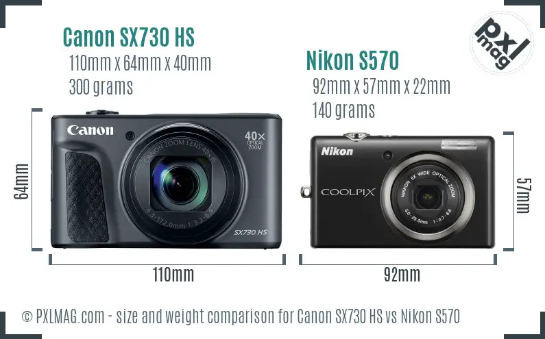 Canon SX730 HS vs Nikon S570 size comparison Canon SX730 HS vs Nikon S570 size comparison