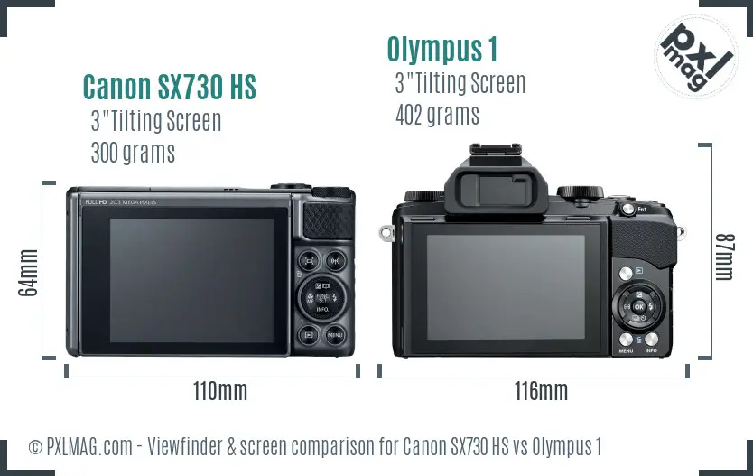 Canon SX730 HS vs Olympus 1 Screen and Viewfinder comparison Canon SX730 HS vs Olympus 1 Screen and Viewfinder comparison