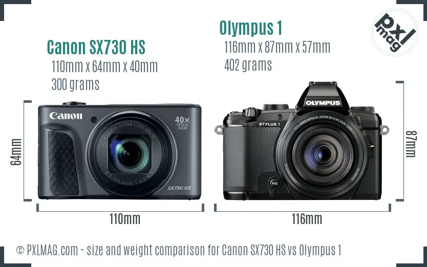 Canon SX730 HS vs Olympus 1 size comparison Canon SX730 HS vs Olympus 1 size comparison