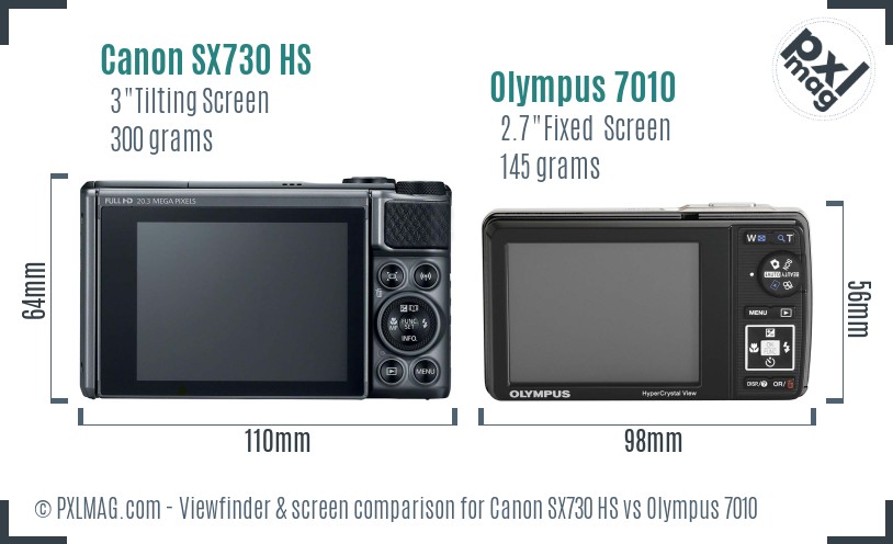 Canon SX730 HS vs Olympus 7010 Screen and Viewfinder comparison