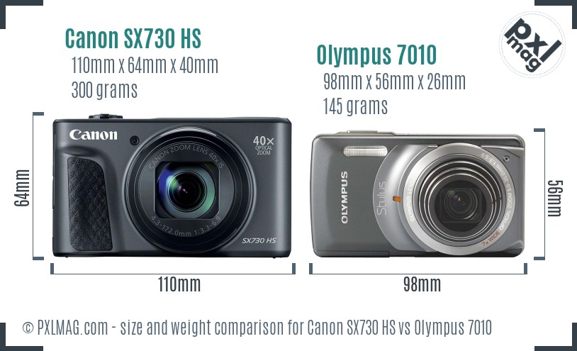 Canon SX730 HS vs Olympus 7010 size comparison
