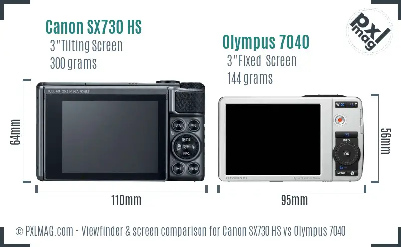 Canon SX730 HS vs Olympus 7040 Screen and Viewfinder comparison