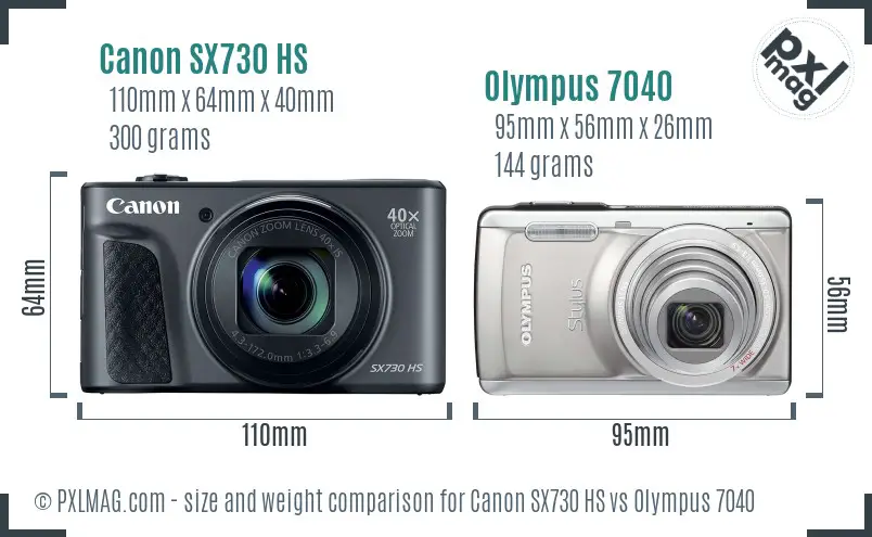 Canon SX730 HS vs Olympus 7040 size comparison