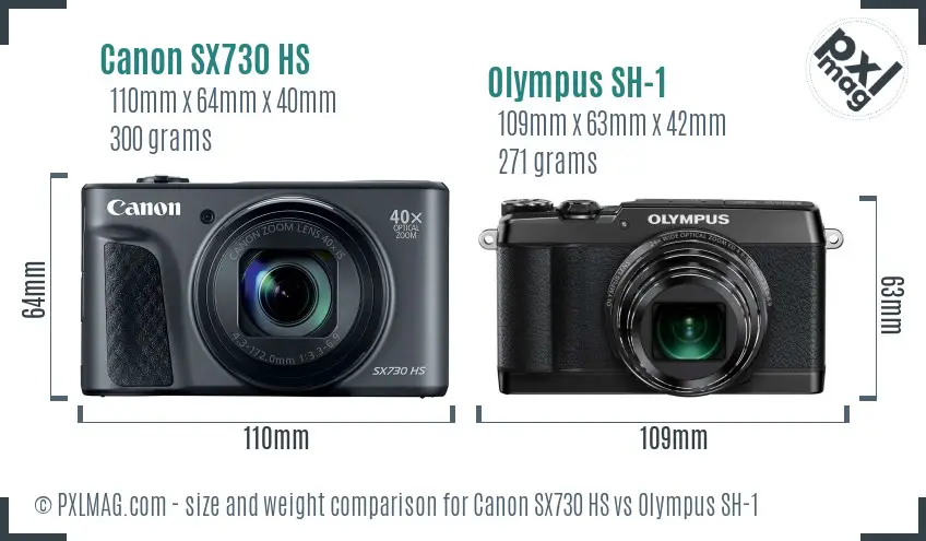 Canon SX730 HS vs Olympus SH-1 size comparison