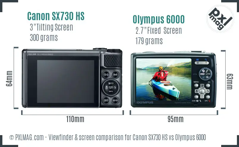 Canon SX730 HS vs Olympus 6000 Screen and Viewfinder comparison Canon SX730 HS vs Olympus 6000 Screen and Viewfinder comparison