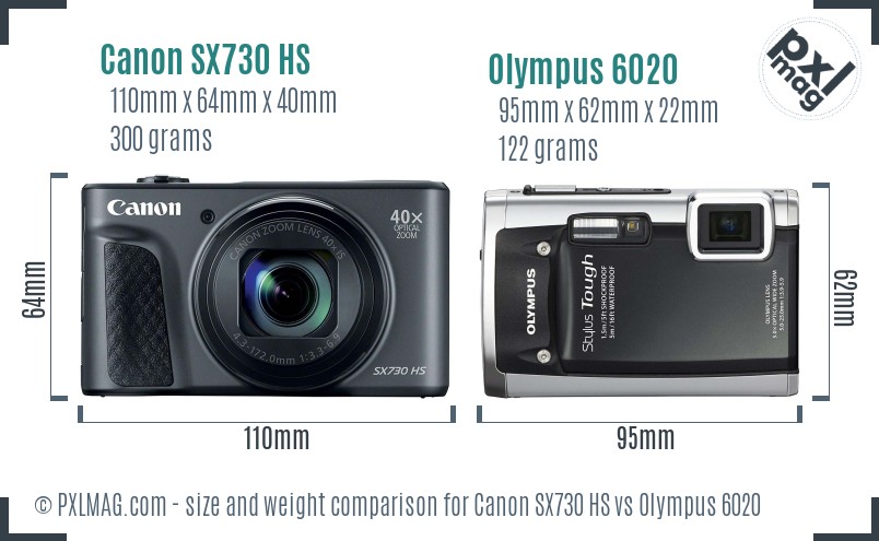 Canon SX730 HS vs Olympus 6020 size comparison Canon SX730 HS vs Olympus 6020 size comparison