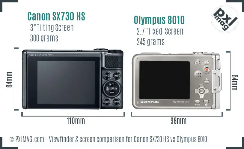 Canon SX730 HS vs Olympus 8010 Screen and Viewfinder comparison Canon SX730 HS vs Olympus 8010 Screen and Viewfinder comparison