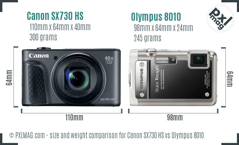 Canon SX730 HS vs Olympus 8010 size comparison Canon SX730 HS vs Olympus 8010 size comparison