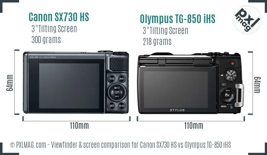 Canon SX730 HS vs Olympus TG-850 iHS Screen and Viewfinder comparison Canon SX730 HS vs Olympus TG-850 iHS Screen and Viewfinder comparison