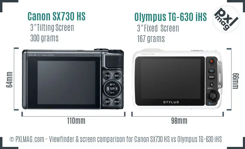 Canon SX730 HS vs Olympus TG-630 iHS Screen and Viewfinder comparison Canon SX730 HS vs Olympus TG-630 iHS Screen and Viewfinder comparison