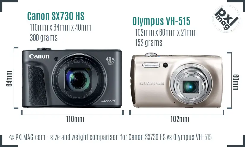 Canon SX730 HS vs Olympus VH-515 size comparison