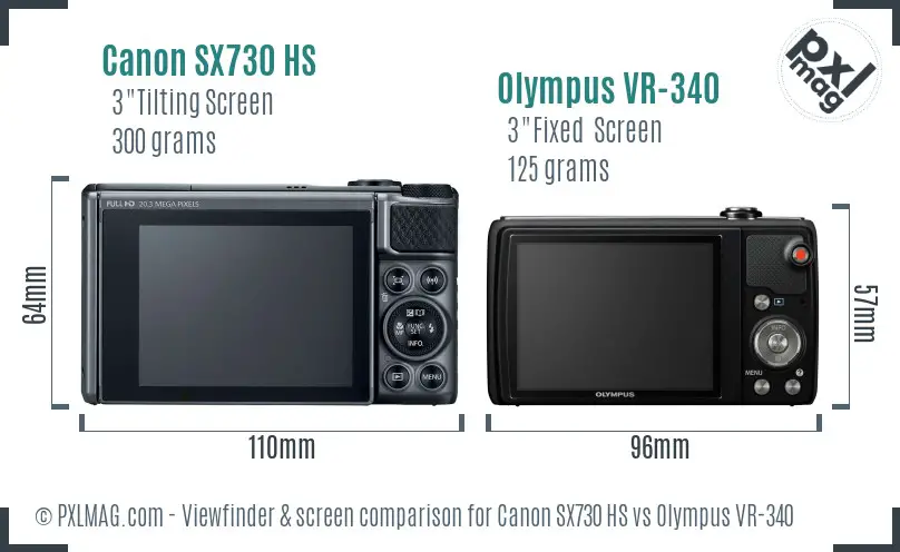 Canon SX730 HS vs Olympus VR-340 Screen and Viewfinder comparison Canon SX730 HS vs Olympus VR-340 Screen and Viewfinder comparison