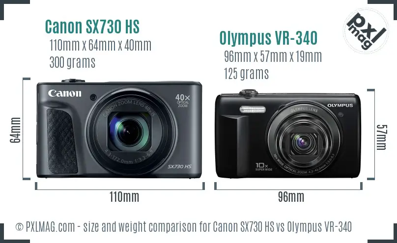 Canon SX730 HS vs Olympus VR-340 size comparison Canon SX730 HS vs Olympus VR-340 size comparison
