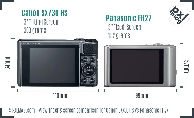 Canon SX730 HS vs Panasonic FH27 Screen and Viewfinder comparison