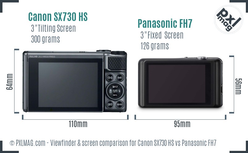 Canon SX730 HS vs Panasonic FH7 Screen and Viewfinder comparison