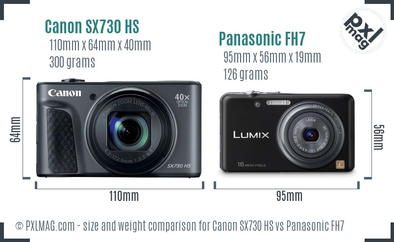 Canon SX730 HS vs Panasonic FH7 size comparison