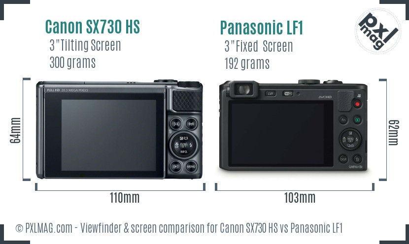 Canon SX730 HS vs Panasonic LF1 Screen and Viewfinder comparison