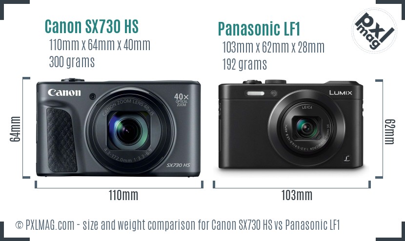 Canon SX730 HS vs Panasonic LF1 size comparison Canon SX730 HS vs Panasonic LF1 size comparison