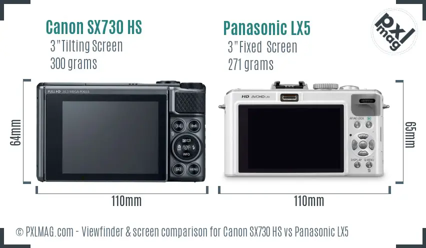Canon SX730 HS vs Panasonic LX5 Screen and Viewfinder comparison Canon SX730 HS vs Panasonic LX5 Screen and Viewfinder comparison