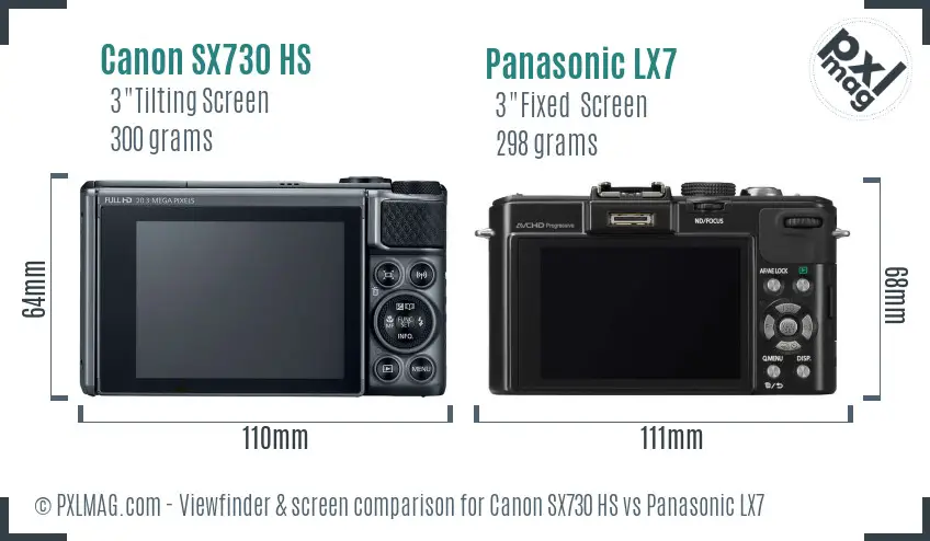 Canon SX730 HS vs Panasonic LX7 Screen and Viewfinder comparison Canon SX730 HS vs Panasonic LX7 Screen and Viewfinder comparison