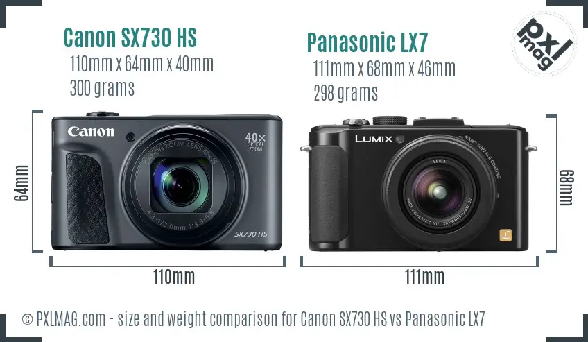 Canon SX730 HS vs Panasonic LX7 size comparison Canon SX730 HS vs Panasonic LX7 size comparison