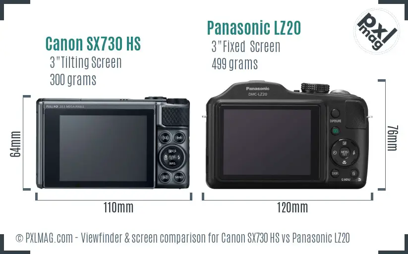 Canon SX730 HS vs Panasonic LZ20 Screen and Viewfinder comparison Canon SX730 HS vs Panasonic LZ20 Screen and Viewfinder comparison