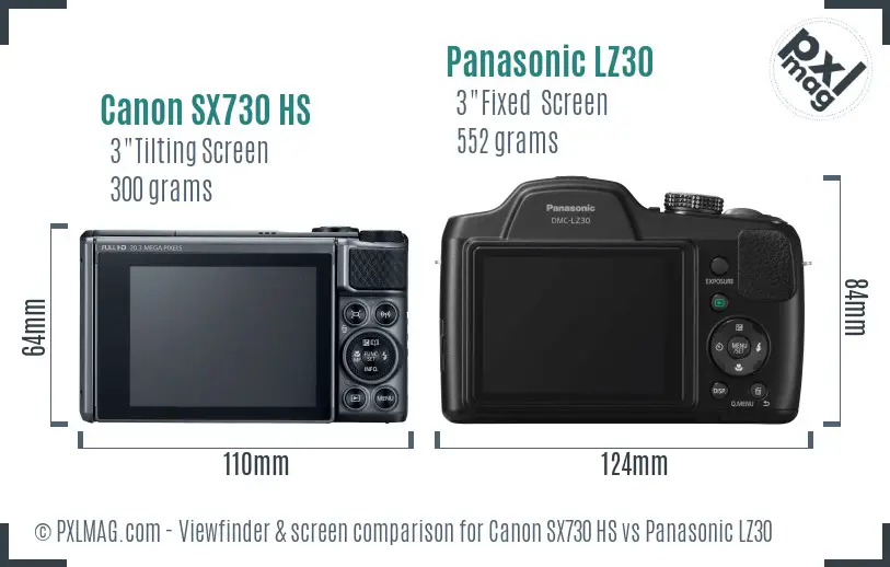 Canon SX730 HS vs Panasonic LZ30 Screen and Viewfinder comparison Canon SX730 HS vs Panasonic LZ30 Screen and Viewfinder comparison