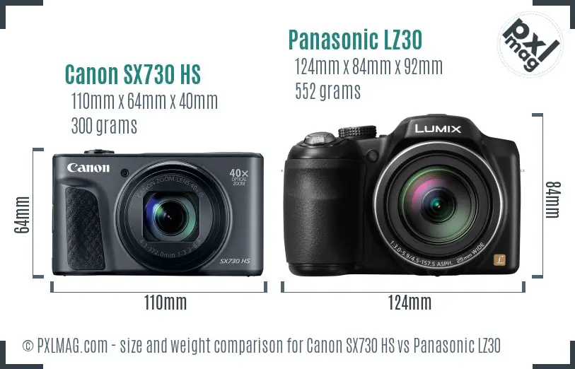 Canon SX730 HS vs Panasonic LZ30 size comparison Canon SX730 HS vs Panasonic LZ30 size comparison
