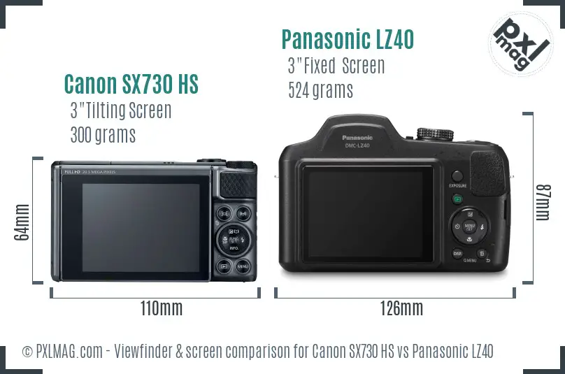Canon SX730 HS vs Panasonic LZ40 Screen and Viewfinder comparison Canon SX730 HS vs Panasonic LZ40 Screen and Viewfinder comparison