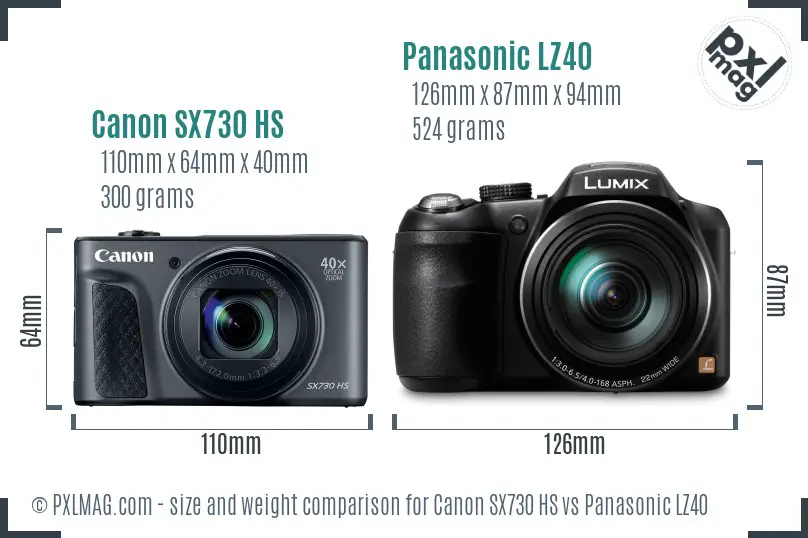 Canon SX730 HS vs Panasonic LZ40 size comparison Canon SX730 HS vs Panasonic LZ40 size comparison