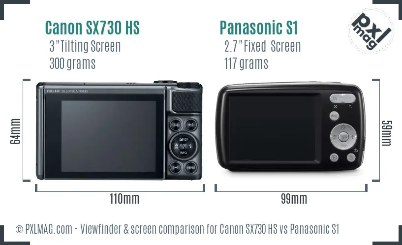 Canon SX730 HS vs Panasonic S1 Screen and Viewfinder comparison