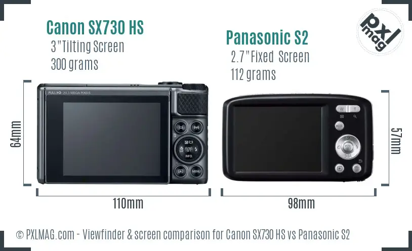 Canon SX730 HS vs Panasonic S2 Screen and Viewfinder comparison