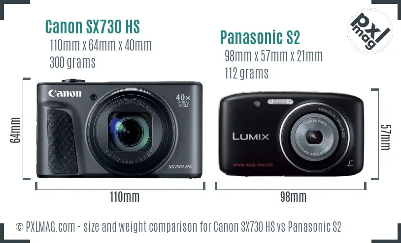 Canon SX730 HS vs Panasonic S2 size comparison