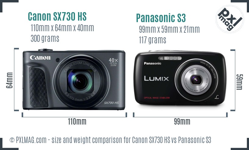 Canon SX730 HS vs Panasonic S3 size comparison
