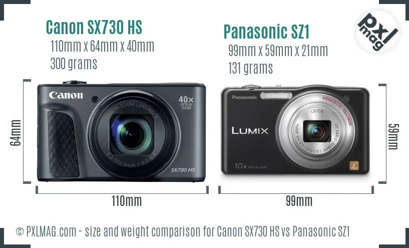 Canon SX730 HS vs Panasonic SZ1 size comparison Canon SX730 HS vs Panasonic SZ1 size comparison