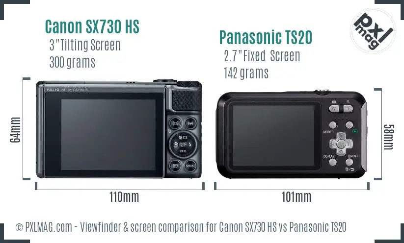 Canon SX730 HS vs Panasonic TS20 Screen and Viewfinder comparison Canon SX730 HS vs Panasonic TS20 Screen and Viewfinder comparison