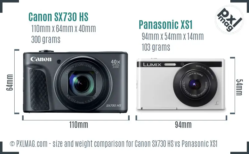 Canon SX730 HS vs Panasonic XS1 size comparison