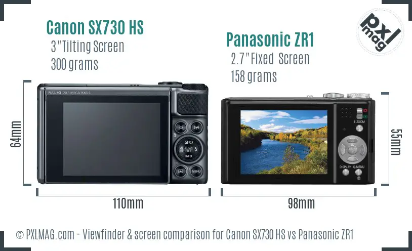 Canon SX730 HS vs Panasonic ZR1 Screen and Viewfinder comparison Canon SX730 HS vs Panasonic ZR1 Screen and Viewfinder comparison