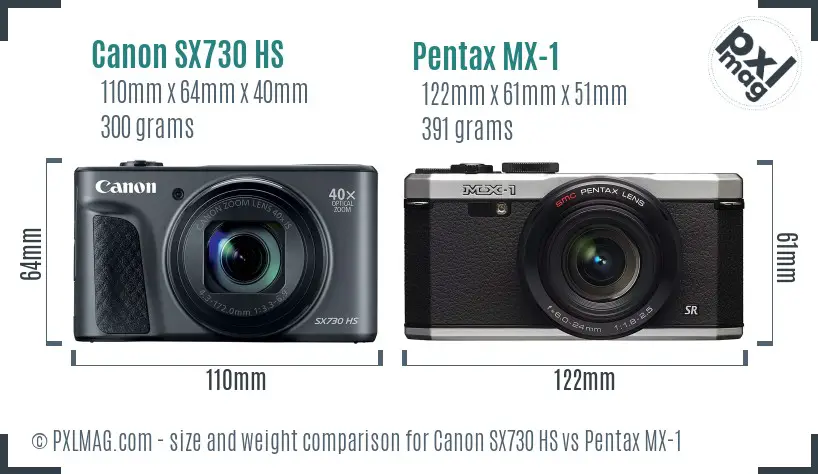 Canon SX730 HS vs Pentax MX-1 size comparison