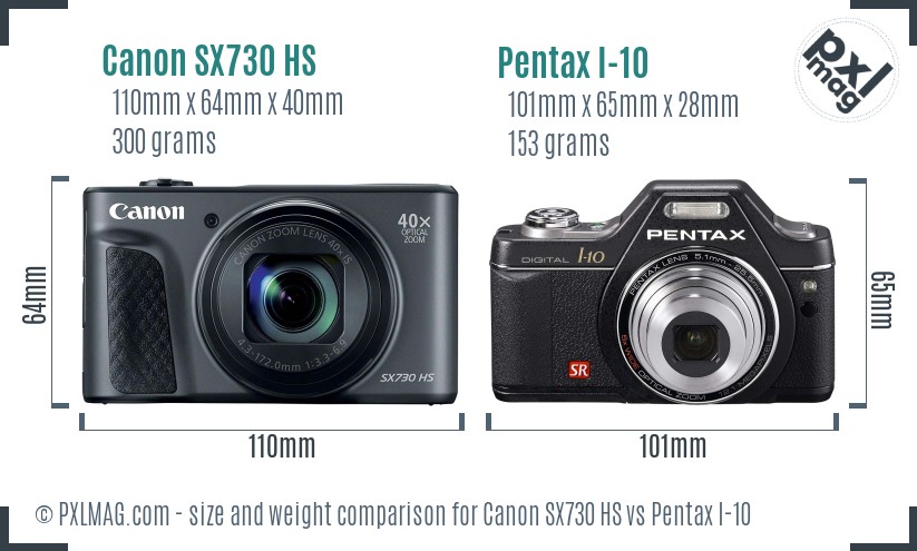 Canon SX730 HS vs Pentax I-10 size comparison Canon SX730 HS vs Pentax I-10 size comparison