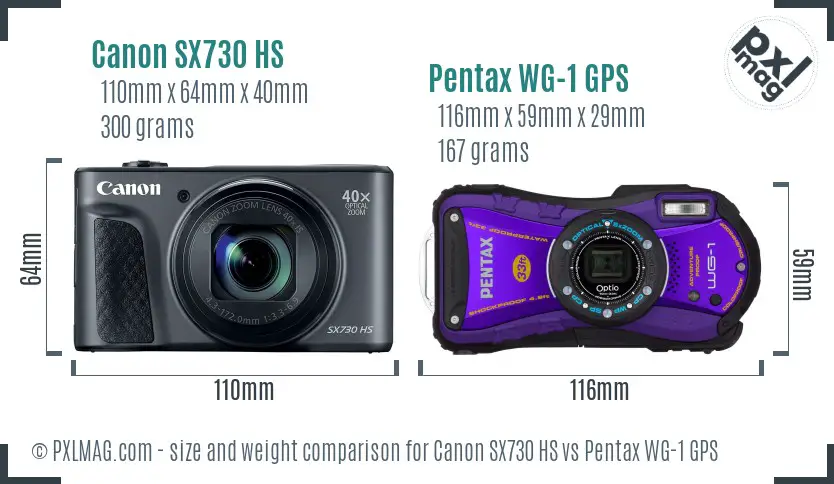 Canon SX730 HS vs Pentax WG-1 GPS size comparison