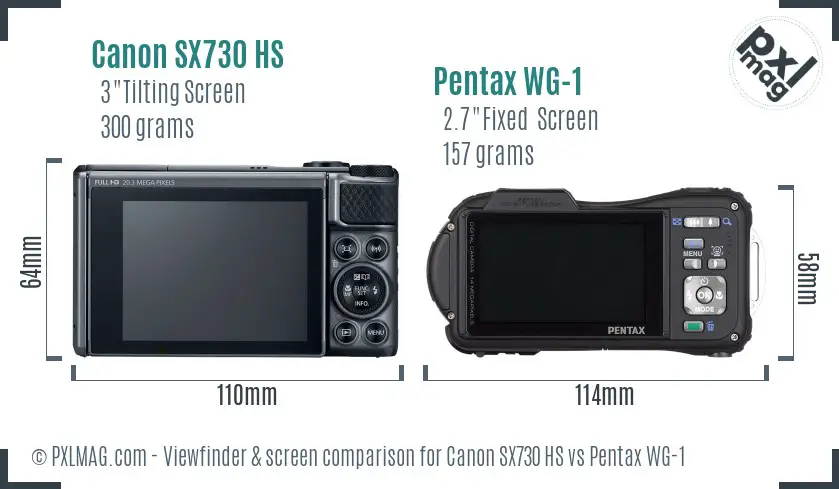 Canon SX730 HS vs Pentax WG-1 Screen and Viewfinder comparison