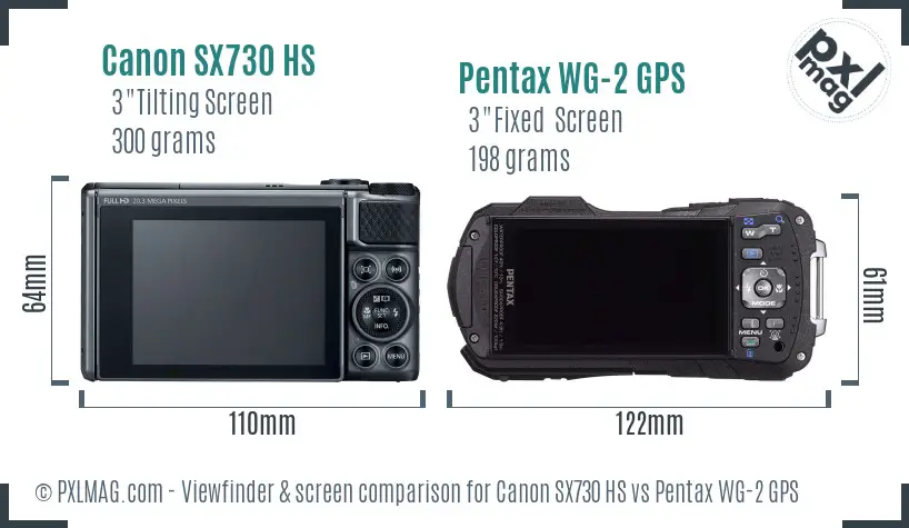 Canon SX730 HS vs Pentax WG-2 GPS Screen and Viewfinder comparison Canon SX730 HS vs Pentax WG-2 GPS Screen and Viewfinder comparison