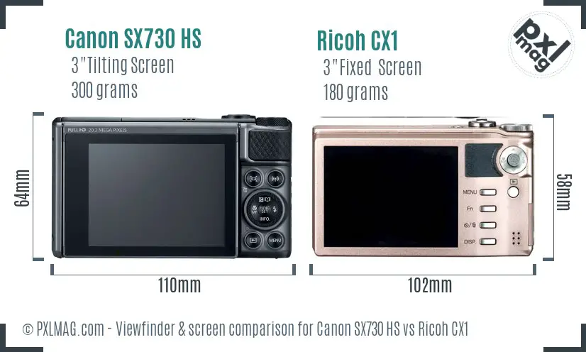 Canon SX730 HS vs Ricoh CX1 Screen and Viewfinder comparison Canon SX730 HS vs Ricoh CX1 Screen and Viewfinder comparison