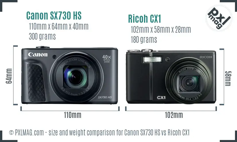 Canon SX730 HS vs Ricoh CX1 size comparison Canon SX730 HS vs Ricoh CX1 size comparison
