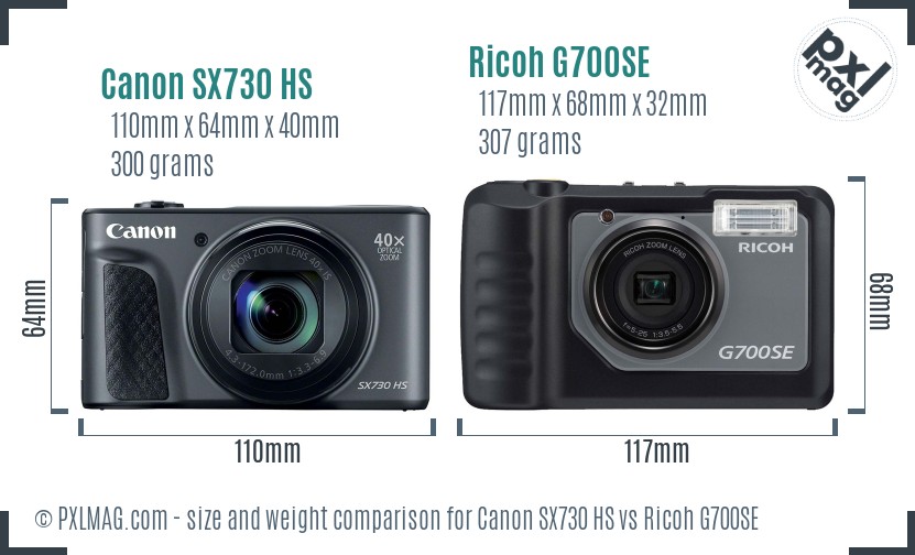 Canon SX730 HS vs Ricoh G700SE size comparison Canon SX730 HS vs Ricoh G700SE size comparison